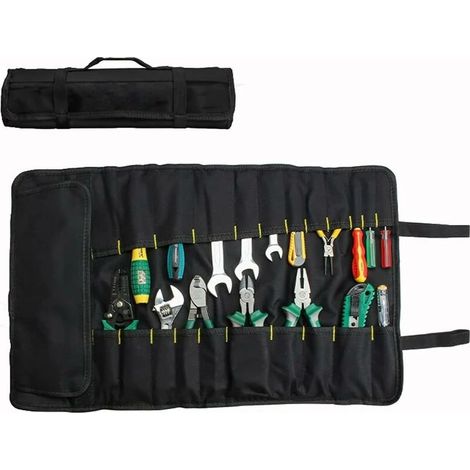 Sac à outils roulant Triomphe 37 poches, sac à outils multifonctionnel, sac à roulettes, sac à outils portable, tournevis, clé - Noir (1/5)