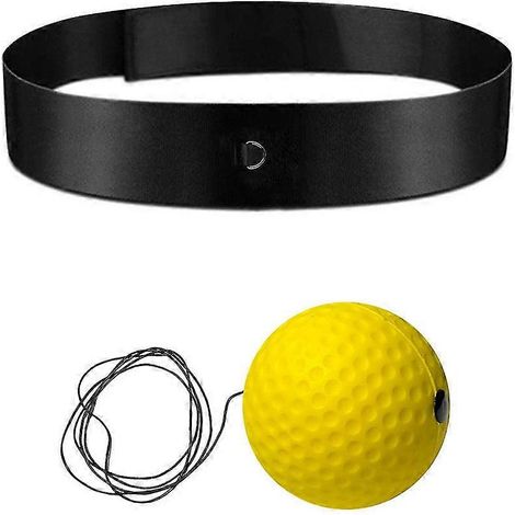 Balle de réflexe de boxe améliorée, idéale pour adultes et enfants. Le meilleur équipement de boxe pour l'entraînement, l'amélioration de la coordination œil-main et le renforcement musculaire (jaune) (1/5)