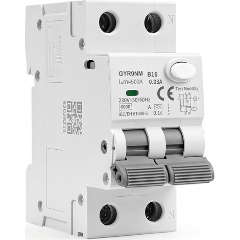 Disjoncteur Différentiel 30mA 16A RCBO Interrupteur Différentiel type A (1/5)