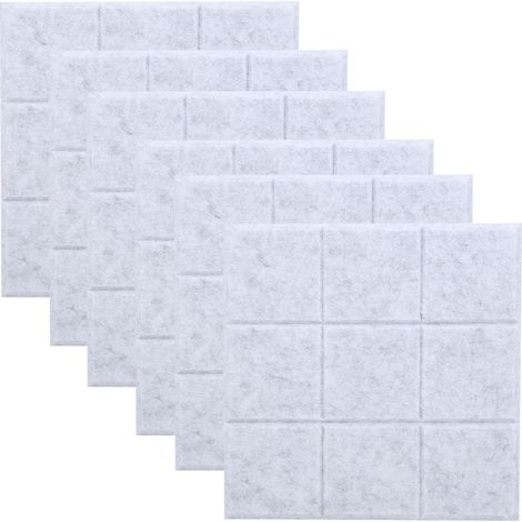 Lot de 6 panneaux acoustiques en feutre insonorisant gris argenté, ignifuge, absorption phonique, petit motif à carreaux, résistant au feu, idéal studio. (1/5)