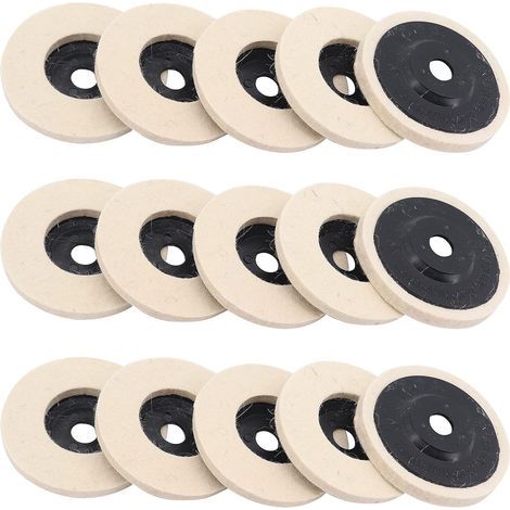 Disque de Polissage, 15 Pcs 4 Pouce 100mm Laine Disque de Polissage pour Meuleuse d'angle (1/4)