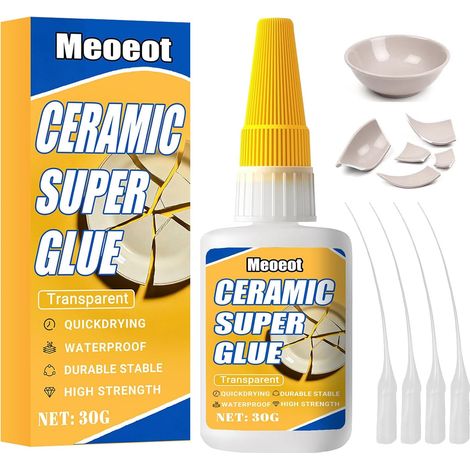 Colle Céramique Extra Forte, 30g Colle Porcelaine Imperméable, Haute Résistance &Temperature, Séchage Immédiat, Lave Vaisselle, Transparente Pour Réparation Porcelaine, Terre Cuite, Vases (1/5)