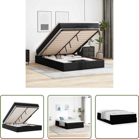 vidaXL Taschenfederkern - Ottoman-Bett mit Matratze Schwarz 140x200 cm Kunstleder (1/5)