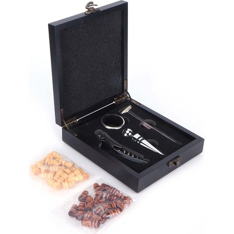 Coffret tire-bouchon en acier inoxydable avec thermomètre et ouvre-bouteille, idéal pour le bar, la maison ou la cuisine. Un cadeau parfait pour le bar, la maison ou la cuisine. (1/5)
