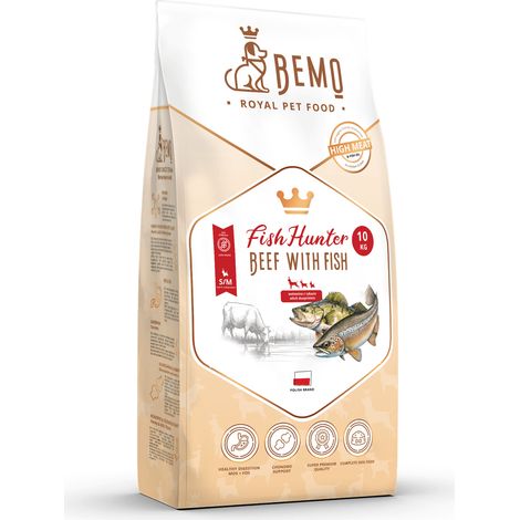 Bemo Fish Hunter - cibo secco per cani adulti con manzo e pesce, 1 kg, per cani di piccola e media taglia (S/M)