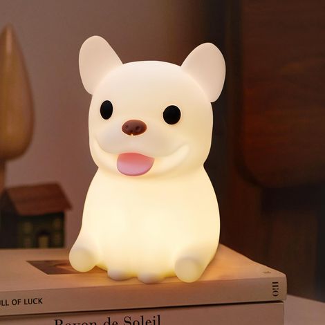 Veilleuse pour enfants, Lumière d'éveil pour chiots en silicone, Veilleuse LED rechargeable pour filles et garçons, Lampe portative Kawaii, Cadeau d'anniversaire-Chiots (1/5)