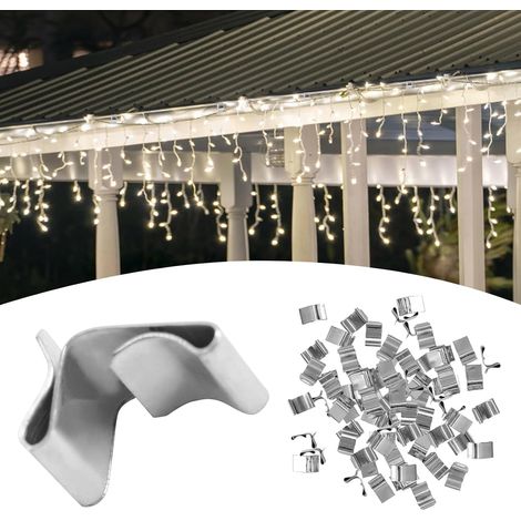 60 Pack Gutter Hooks, Small Clips Galvanized for Hanging Outdoor Lights, Christmas Lights, Gutter Hooks, Holiday Lights, Roof Hooks for (1/5)