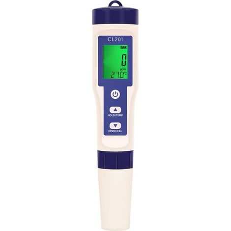 Testeur de température, détecteur numérique de chlore 2-en-1, analyseur de qualité de l'eau pour piscines, aquariums et eau potable (2-en-1), moniteur de chlore résiduel en piscine, détecteur de désin