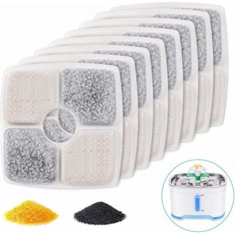 Filtros de fuente para mascotas, 8 filtros de repuesto para fuente de mascotas, filtros de fuente cuadrados para agua potable para gatos y perros (1/5)
