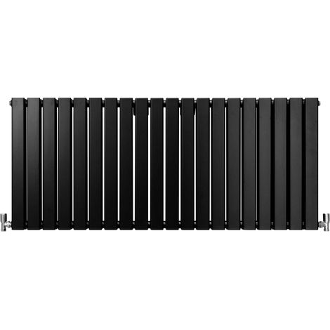 Radiadores de Panel Plano Diseñador 600x1400mm Negro Mate Calefacción Central Calefactor Horizontal Montaje Pared para Cocina Salón o Baño Cepillo Limpieza Kit Reparación GRATIS Garantía 15 Años