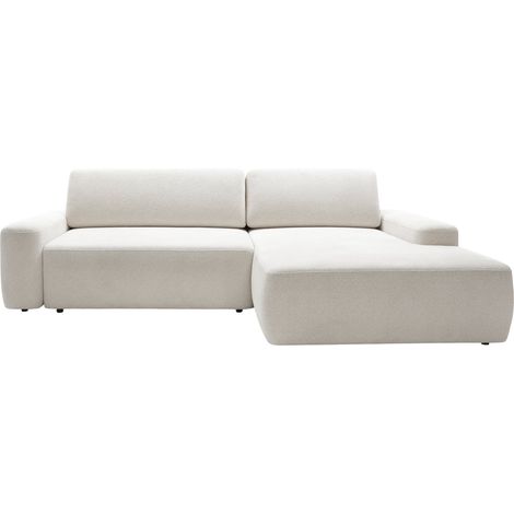 IVY - Canapé d'angle convertible tissu chiné 4 places - Beige - Droit