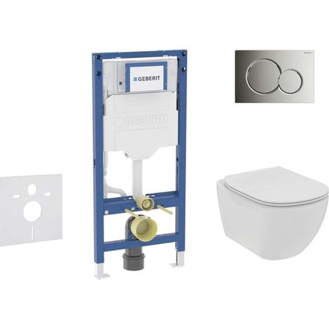Geberit Duofix - Set Vorwandelement, Tesi-WC mit Softclose-Sitz und Sigma01-Betätigungsplatte, Chrom glänzend SANI11CD1109 (1/5)