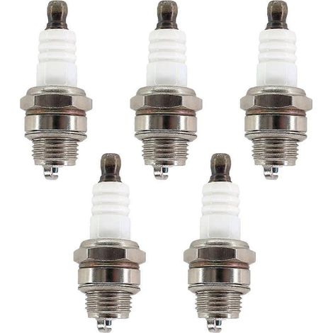 Lot de 5 bougies d'allumage pour tronçonneuses Echo, remplaçant les références Champion RCJ6Y et 2218BPMR8Y, pour les modèles Husqvarna 50, 51, 55, 61, 268, 272, XP et 345. (1/5)