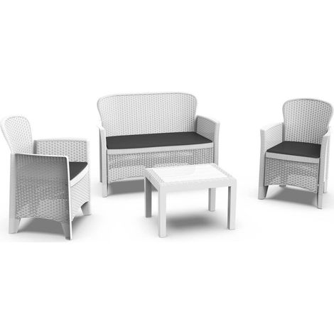 Dmora – Salon de jardin Alesandro – Ensemble extérieur 4 places – Table en aluminium – Couleur blanche – Made in Italy (1/5)