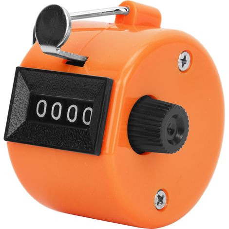 Compteur portatif BERM, 4 chiffres, bouton de réinitialisation en plastique, avec crochet, orange. (1/5)