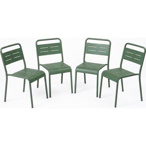Set di 4 sedie da giardino verdi impilabili BERGAME