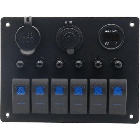 Marine-Schalttafel mit Spannungsanzeige, wasserdicht, für Boote, Autos und Wohnmobile, wasserbeständige Schalter. (1/4)