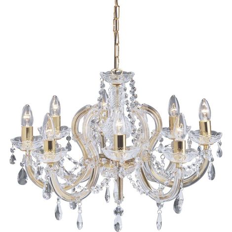 Searchlight Marie Therese - 8 Light Crystal Chandelier aus poliertem Messing, E14