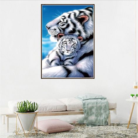 Kit de broderie strass 5D Tigre à faire soi-même, point de croix, décoration murale (1/5)