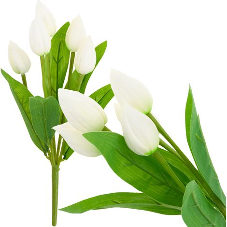 CV26806-1 RAMO DE TULIPÁN BLANCOS, HERMOSOS COMO LA VIDA, DE ESPUMA ARTIFICIAL