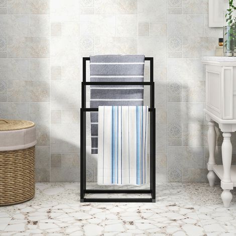 Bathroom towel rack, 3-tier outdoor towel rack, freestanding towel rack, pool towel rack, and large bath towel display (1/5)
