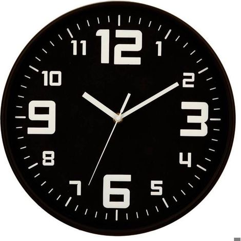 Horloge argent "Silence" noir D30cm - Atmosphera createur d'interieur - Noir