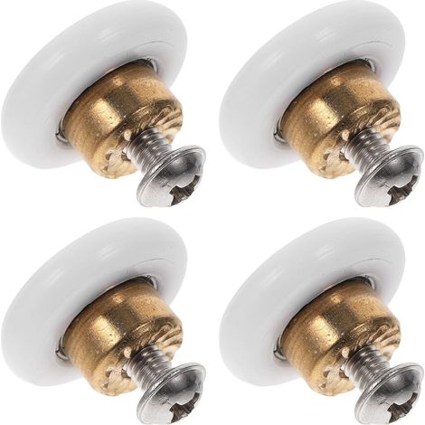 Ensemble de 4 roulettes pour portes douche coulissantes en verre, grandes roues plates acier (1/5)