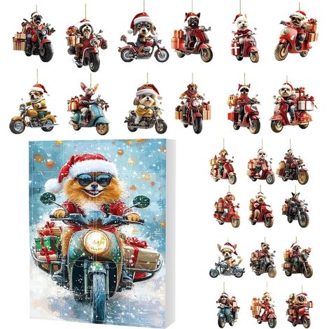 Décoration de Noël 2025-2D en acrylique pour amoureux des chiens - Calendrier compte à rebours - Décoration de Noël - 24 jours - Pour la famille, les amis, la maison, le sapin de Noël, la cheminée (1/5)