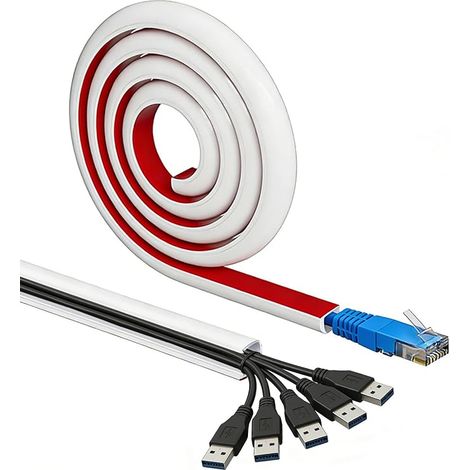Goulotte de câble autocollante blanche - 1 m x 18 mm - Goulotte de câble flexible murale (1/5)