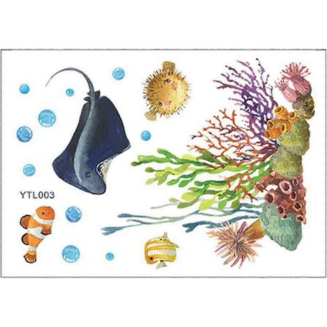 Sticker mural phosphorescent « Monde sous-marin », décoration murale marine, sticker lumineux pour toilettes, porte, chambre, fenêtre, salle de jeux-Blue Light