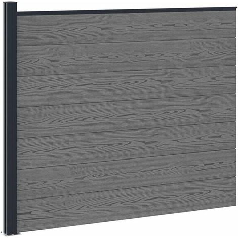 panneaux de clôture en WPC et aluminium gris