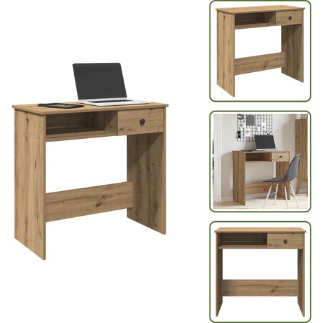 vidaXL Bureau chêne artisanal 80x40x75 cm bois d'ingénierie (1/5)