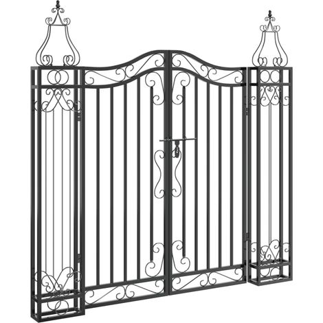 Garden Gate Black 121x8x120 cm Wrought Iron vidaXL