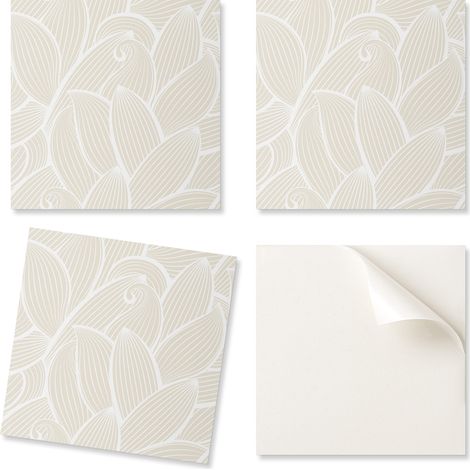 Baldosas de vinilo autoadhesivas para pasillo, dise帽o de delicadas hojas en ondas, 20x20x20 cm