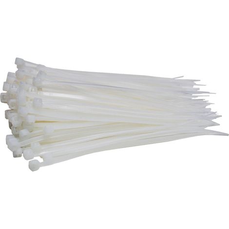 Lot de 100 serre-câbles blancs - 100 mm x 2,5 mm - 8,1 kg - Force de traction (1/5)