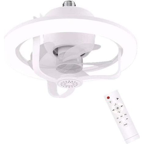 Ventilateur de plafond 50W avec éclairage LED, télécommande et tête inclinable à 360° (1/4)