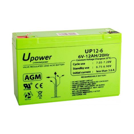 Batería Plomo AGM U-Power 6V 12Ah (1/2)