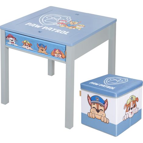 roba Set di Sedute per Bambini Paw Patrol - Tavolo con Piano Reversibile + Sgabello - Da 18 Mesi - Mobili per Seduta con Cani dei Cartoni Animati - Legno Grigio/Blu (1/5)