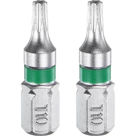 2 Embouts de Tournevis Torx T10H 1/4" Queue Hexagonale 25mm/1" Longueur Étoile Magnétique 6 Points en Acier S2 Embouts de Tournevis Électrique Avec Trou Tête Torx (1/5)