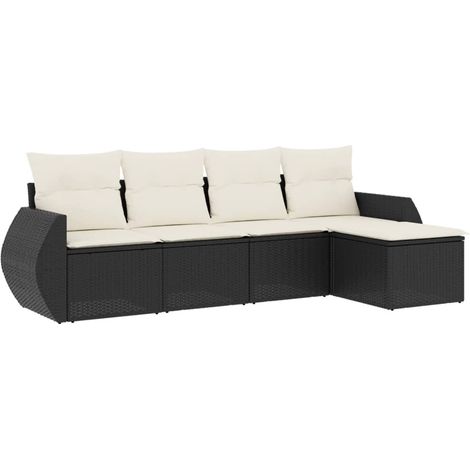 Maison Exclusive - Set de muebles de jardín 5 pzas y cojines ratá (1/5)