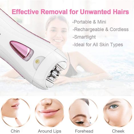 Épilation Visage Femme Mini Appareil Épilateur Sourcils Poils Duvet Électrique Sans Douleur Zone Intime Peau Sensible Prise UE 110-240V (1/5)