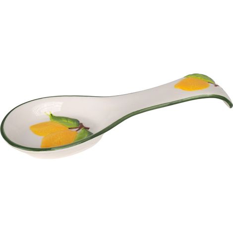 Poggiamestolo in ceramica con motivo a limone, poggiautensili decorativo da cucina, pratico accessorio per utensili