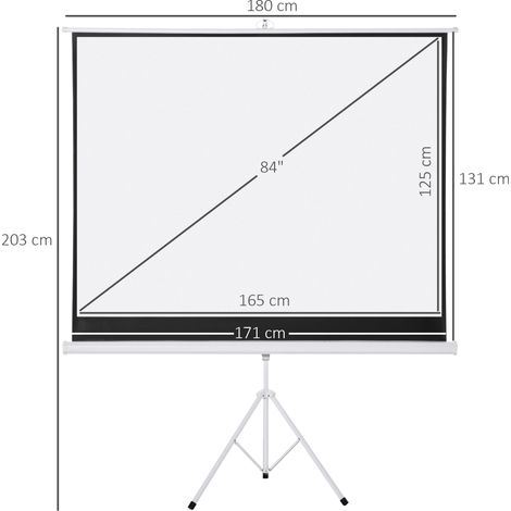 Schermo di proiezione su treppiede 84 pollici, 4:3, 171 x 131 cm, pieghevole, bianco OKMYHOME (1/5)