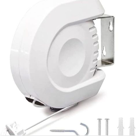 Corde à Linge Rétractable 12 mètres, Fil à Linge Rétractable Extérieur ou Intérieur pour Vêtements, Très Résistant, Installation Murale Flexible et Facile, Étendoir à Linge pour Murs (1/5)