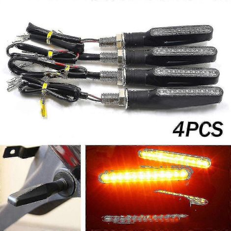 Lot de 4 clignotants LED ambre pour moto, 12 LED (1/4)
