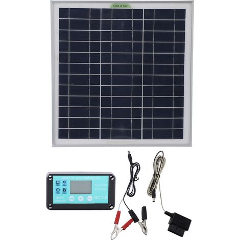 Ortviai Régulateur Solaire MPPT 50 W avec Panneau Monocristallin, Chargeur OBD Étanche pour Batterie Auto