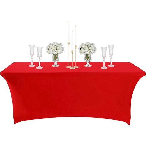 1 Nappe,Spandex,Polyester,Rouge,183cm,Rectangulaire,Imperméable,Lavable,Extensible,Mariage,Fête