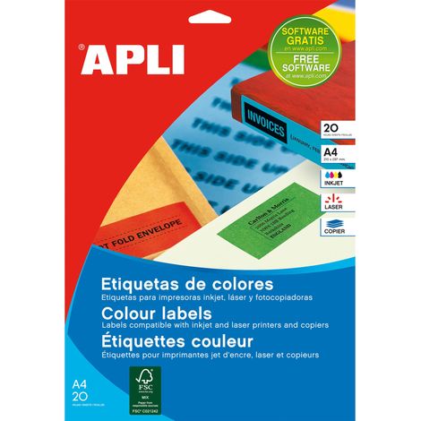Etiquettes 210x297 jaunes jet/laser/copieur 20 feuilles etiqueta autoadhesiva Rectángulo Permanente Amarillo 20 pieza(s) (1/2)