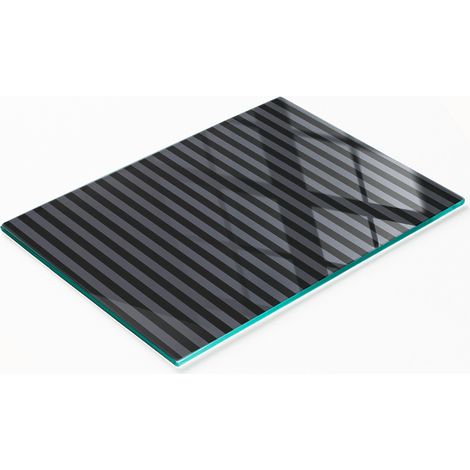 Tabla de cortar decorativa de cristal para cocina con rayas grises gr谩ficas, 80x52 cm.