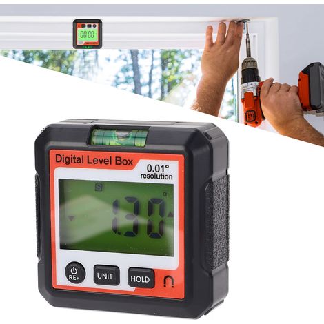 Digitaler Neigungsmesser, Wasserwaage, Winkelmesser, Winkelmesser mit Magnetstreifen, Libelle (orange + weiß) (1/5)